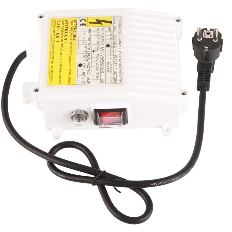 Ej.life - Bote de commande de pompe de puits profond, contrleur de commutateur Submersible domestique 1,5hp 1,1kw 40uf 12A prise ue 220V