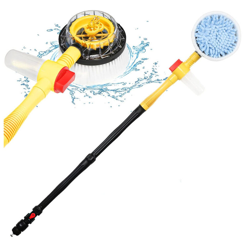 Ej.life - Brosse de Lavage de Noiture Rotative avec Poignée Longue, Kit de lavage de voiture à Mousse Automatique avec Brosse de Nettoyage, Pistolet