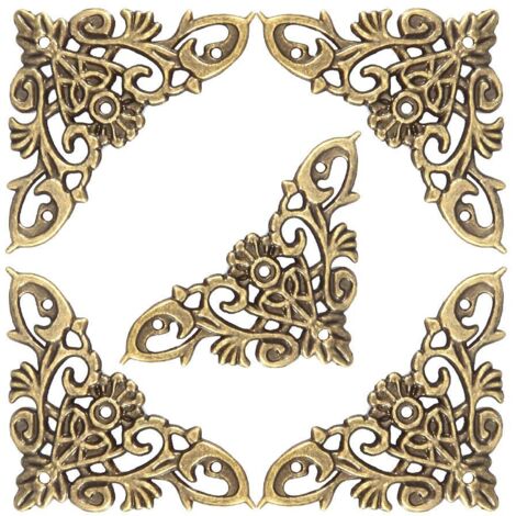 Ej.Life Buchecken-Dekoration, 12 Stück Antik, Befestigungsteile, Dichtung, Sicherungsringe, Stil, Hohle Form, Schmuck, Sammelalbum, Album, Schutz, Holzbox, Rückplatten (Groß)