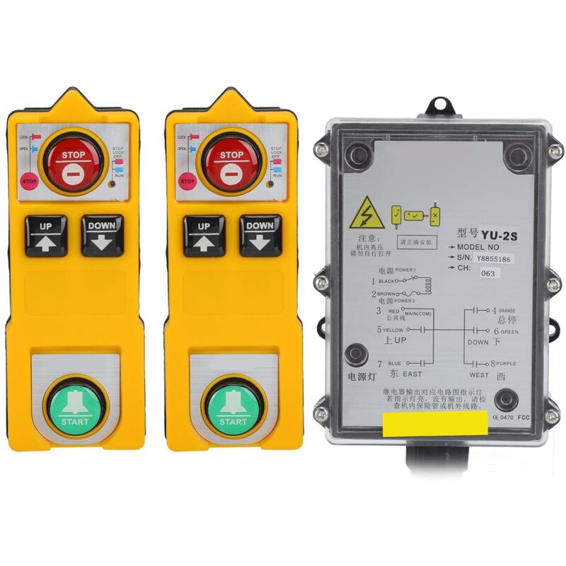 Ej.life - ca 220V Palan Industriel Cran TéLéCommande Sans Fil ÉTanche ÉLectrique Ascenseur Palan Radi Transmetteur RéCepteur pour Pont Grues 328.1ft