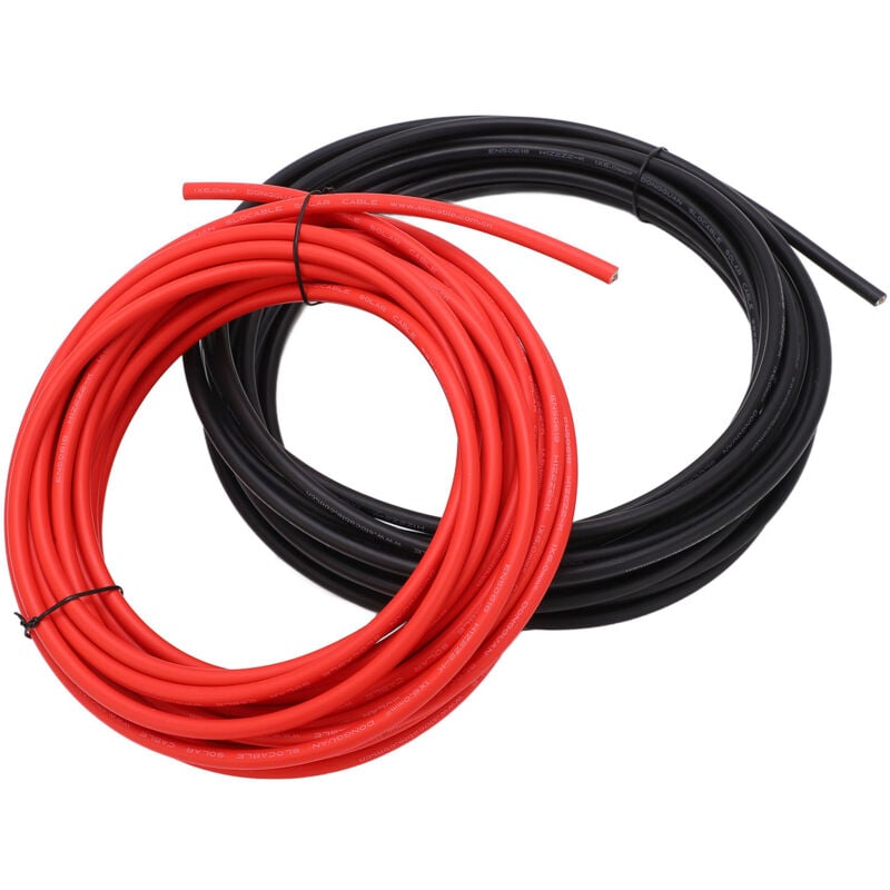 Câble d'extension solaire, résistance à la corrosion Fil solaire 2 pièces double isolation pour système de centrale électrique 6mm² 20m/65,6 pieds