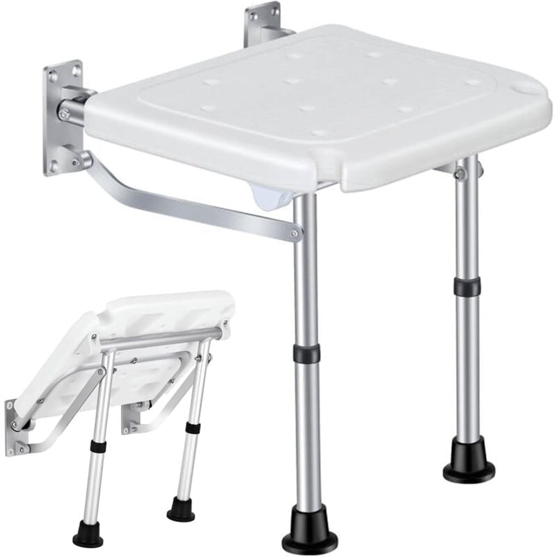 Chaise de douche pliante, Siège de douche pliant avec pieds, siège de douche mural tabouret de bain pour personnes âgées supporte jusqu'à 400 kg