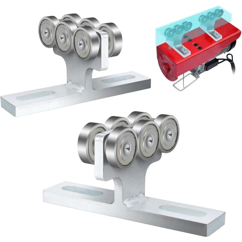 Ej.life - Chariot à roulettes pour installation de palan électrique à 6 roues, silencieux pour une utilisation avec 3,8 cm de large et tous les