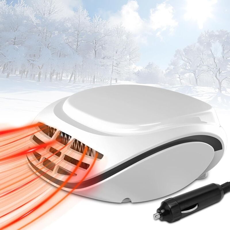 Ej.life - Chauffage soufflant 2 en 1 pour voiture, 12 v 120 w, chauffage rapide portable rotatif avec prise allume-cigare, dégivreur, désembuage