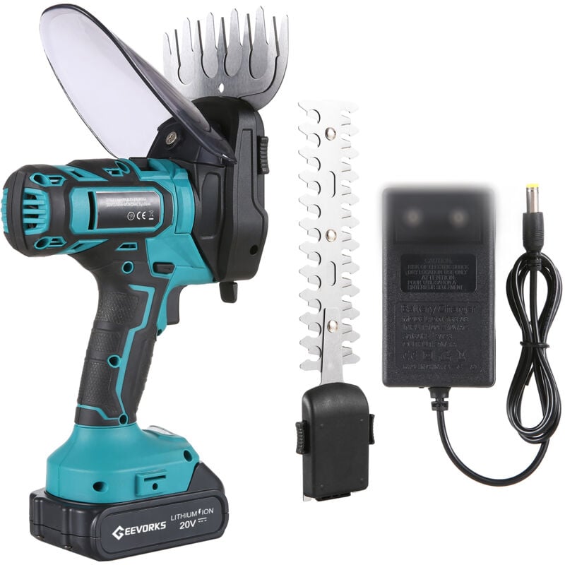 Ej.life - Cisaille Sculpte-Haie et Taille-Herbes sans Fil 20V - Cisaille à Gazon avec Batterie 2000mAh,1300rpm, Chargeur pour Coupe, Elagage