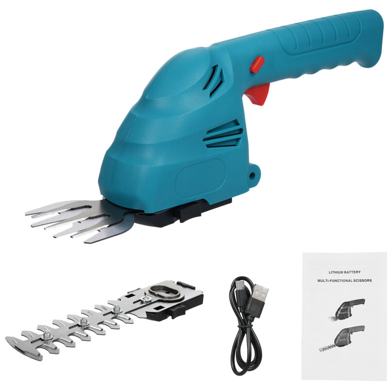 Ej.life - Cisaille Sculpte-Haie sans Fil 7,4V, Cisaille à Gazon avec 2 Lames, Taille-Haies Electrique 2 en 1 avec Batterie 2000 mAh, Câble de
