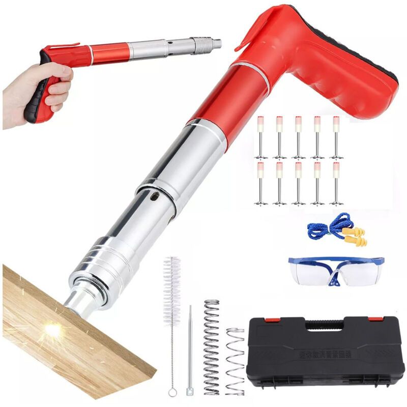 Ej.life - Cloueuse Rivet Gun clou beton Pistolet à clous en acier de clous ronds avec gants à lunettes Bouchons d'oreille cloueur beton