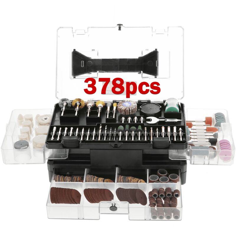 Coffret de 378 Accessoires d'Outils Rotatifs Universels pour Polissage Perçage Meulage Sculpture Coupe Faciles - Ej.life