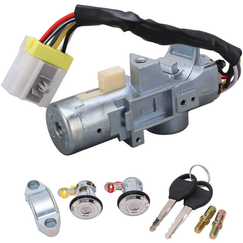 Ej.life - Commutateur de verrouillage de démarrage de voiture avec verrouillage automatique 2 clés de remplacement pour Navara D22 19972006