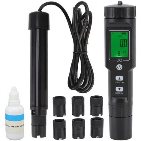 EJ.Life Compteur D'oxygène Dissous, Testeur Numérique de Qualité de l'eau avec Sonde Amovible pour la Recherche D'expériences D'aquarium(avec rétro-éclairé)