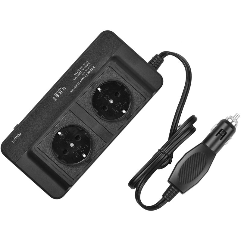 Ej.life - Convertisseur 12v 220v 200W Prise Allume Cigare Transformateur de Tension, 4 Ports usb et 2 Prises eu, Chargeur Voiture Camping Car