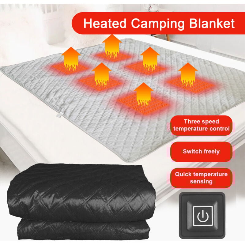 Ej.life - Couverture chauffante pour le camping, doublure de sac de couchage chauffante,Doublure de sac de couchage avec alimentation usb, couverture
