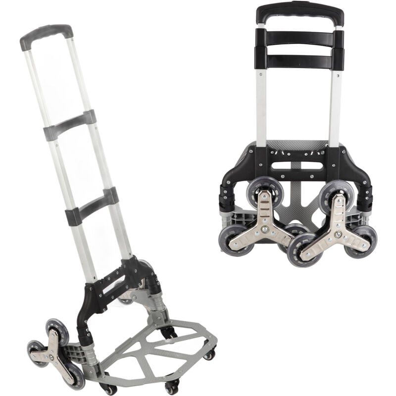 Ej.Life Diable Pliable en Aluminium avec Patins antidérapants - Roues avec Surface de roulement Douce - avec 2 Cordes d'expansion