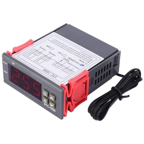 Ej.Life Digitaler Temperaturregler, STC 1000 Temp Control Thermostat Dual-Relais-Ausgangsthermostat mit NTC (110240VAC) A