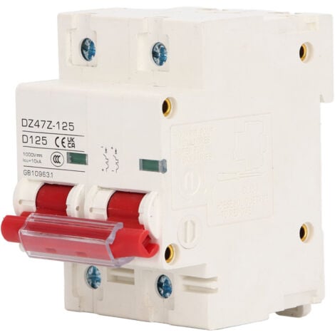 Ej.Life Disjoncteur, Disjoncteur Miniature DC 1000V 125A Protection contre les Courts-circuits pour Système PV (Rouge) Disjoncteur bipolaire