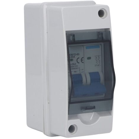 Ej.Life Disjoncteur Miniature DC avec Boîtier, étanche IP65 2 Pôles 1000 V 40 A Isolateur pour Système Solaire PV, Interrupteur de Déconnexion DC avec Couvercle de Protection Transparent