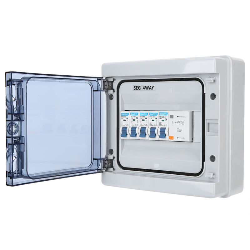 Ej.life - Disjoncteur Protection étanche 4 Voies Contre Les fuites 63A 30mA rcd + 4MCB 6A + 2 x16A + 32A