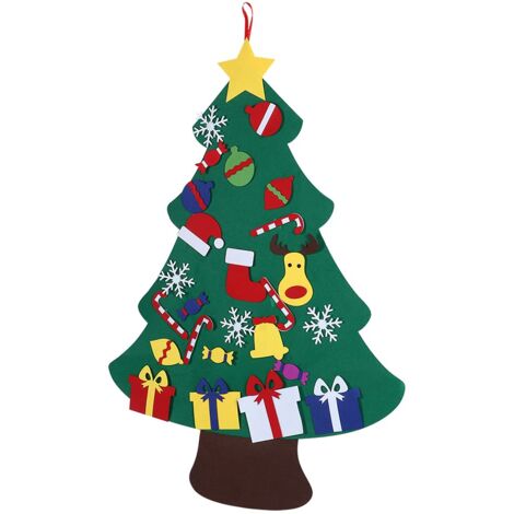 Ej.Life DIY Filz Weihnachtsbaum Set Xmas Dekorationen Wandbehang Ornamente für Kinder Geschenke (Typ C)