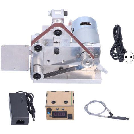 Ej.Life DIY Schleifbandmaschine, Mini Bandschleifer Polierschärfer mit Regler für flache Oberfläche für Lichtbogenpolitur für die Holzbearbeitung(Europäischer Standard 110V-240V)