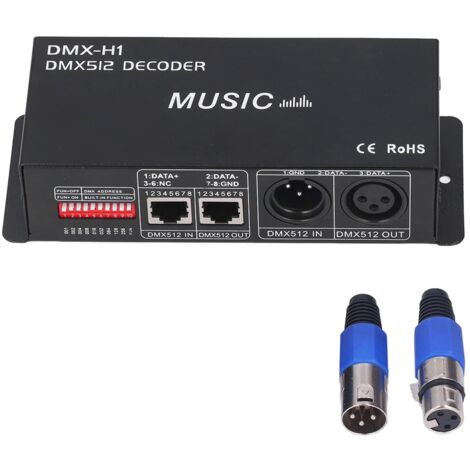 Ej.Life DMX-Decoder, DMX 512 LED-Decoder-Controller, 4-Kanal-Treiber RGBW-LED-Streifenlicht DC12V-24V mit Englischem Benutzerhandbuch, Studio-Aufnahmegerät(4A pro Kanal)