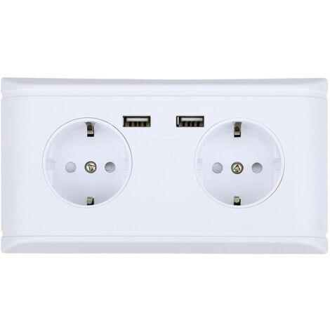 Ej.Life Doppelsteckdose 2-Fach Steckdosen Steckdose System mit zwei USB Steckdosen, Wandsteckdose Unterputz Ladegerät für Smartphone Tablet