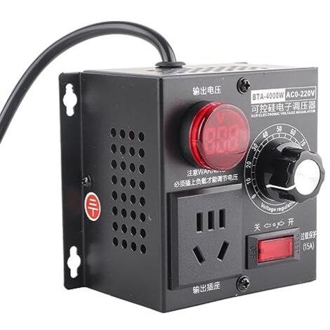 Ej.Life Drehzahlregler AC 220V 4000W Hochleistungs SCR Spannungsregler Motorlüfter Drehzahlregler Dimmer Thermostat Regler(220V EU Plug)
