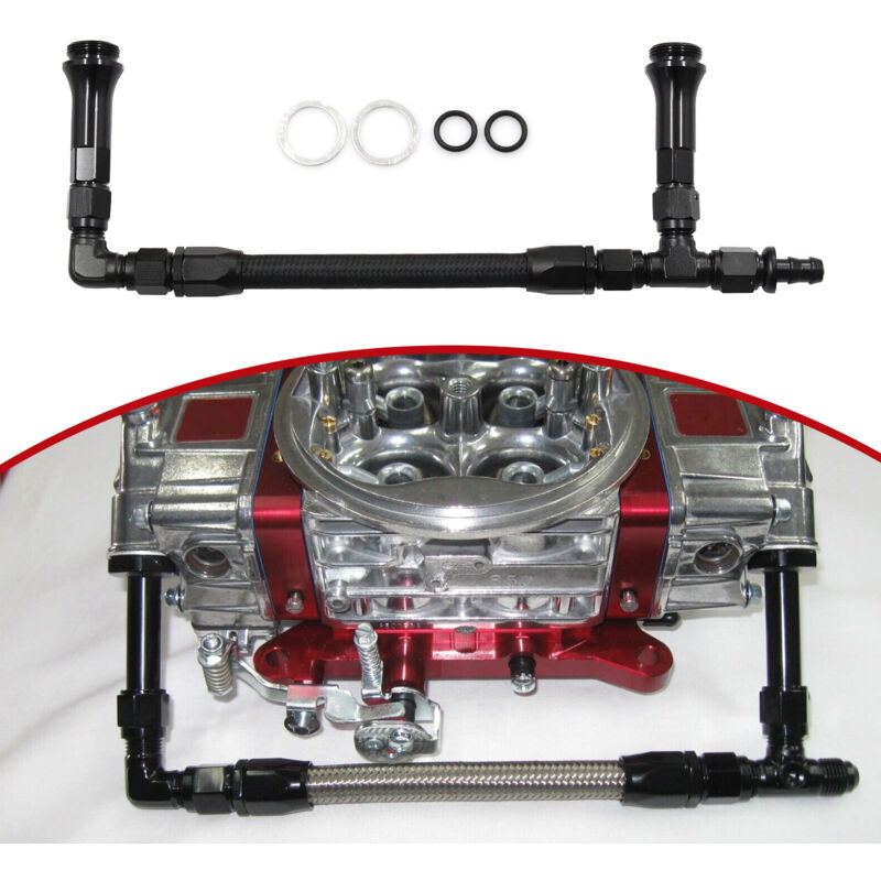 Image of Ej.Life Dual Feed Kraftstoffschlauch für Holley An6, 4150 Aluminiumlegierung geflochten Dual Feed Kraftstoffleitung Kit An6 Male Flare Vergaser An6