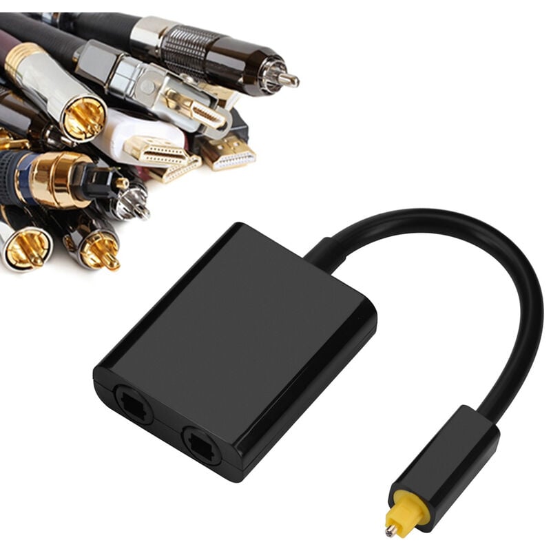 Ej.life - Dual Port optique Toslink Digital Audio Splitter adaptateur câble audio câble audio fibre optique 1 en 2 Out