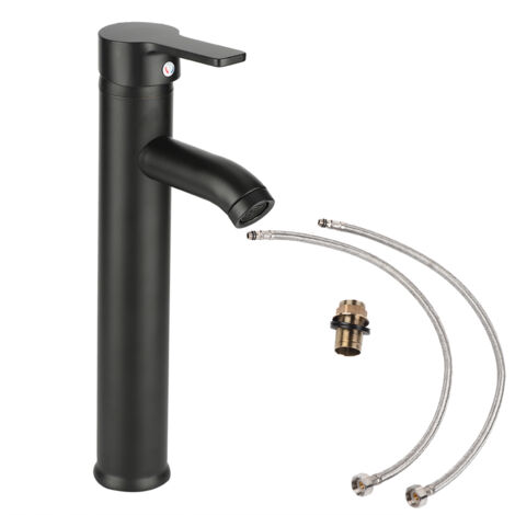 Ej.Life Edelstahl Wasserhahn, Waschtisch Schlauch Armatur Wasserhahn Küchenarmatur - Spültischarmatur Einhebelmischer Waschbecken Mischbatterie Spüle Edelstahl Schwarz