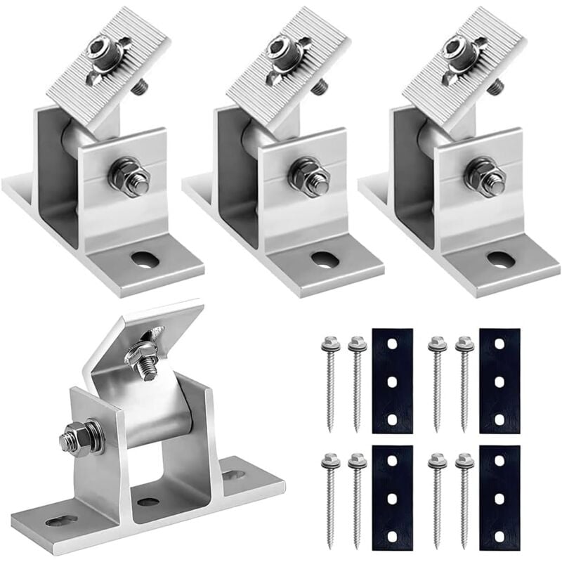 Ej.life - Support de panneau solaire, kit de montage pour panneau solaire, support de 15 à 30 °, support photovoltaïque, pour toit plat, montage