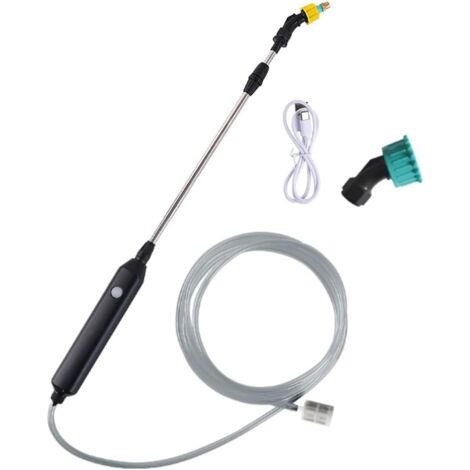 Ej.Life Elektrische Gartenspritze, Dachspritze, Elektrosprüher, Teleskop-Lanzenspritze mit 2 Düsen und 3M-Schlauch, USB wiederaufladbar, für Rasenbewässerung