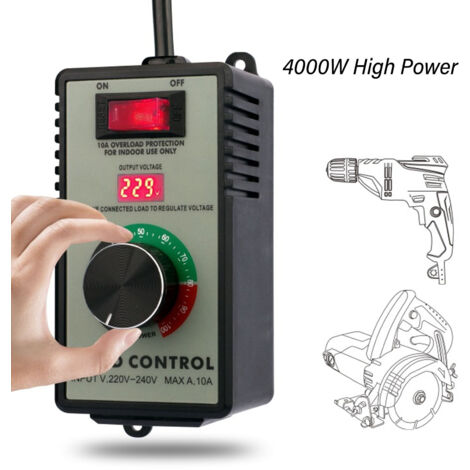 Ej.Life Elektronischer Drehzahlregler, 4000W AC Motor Snelheidsregelaar, 220–240 V Bis 0–220 V 10 A Elektronischer Spannungsregler, Rheostat Variabler Drehzahlregler Stufenlose Drehzahlregelung