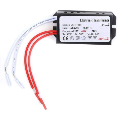 Ej.Life Elektronischer Transformator Elektronischer Spannungswandler 220V zu 12V Netzteil Transformator Adapter(60W)