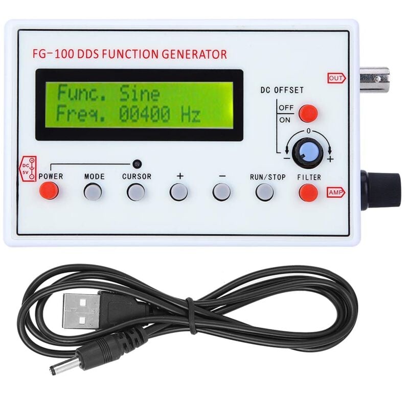 Ej.life - FG‑100 Générateur de Signal Fonctionnel dds Générateur de Fréquence de Fonction de Forme D'onde usb 1HZ‑500KHz