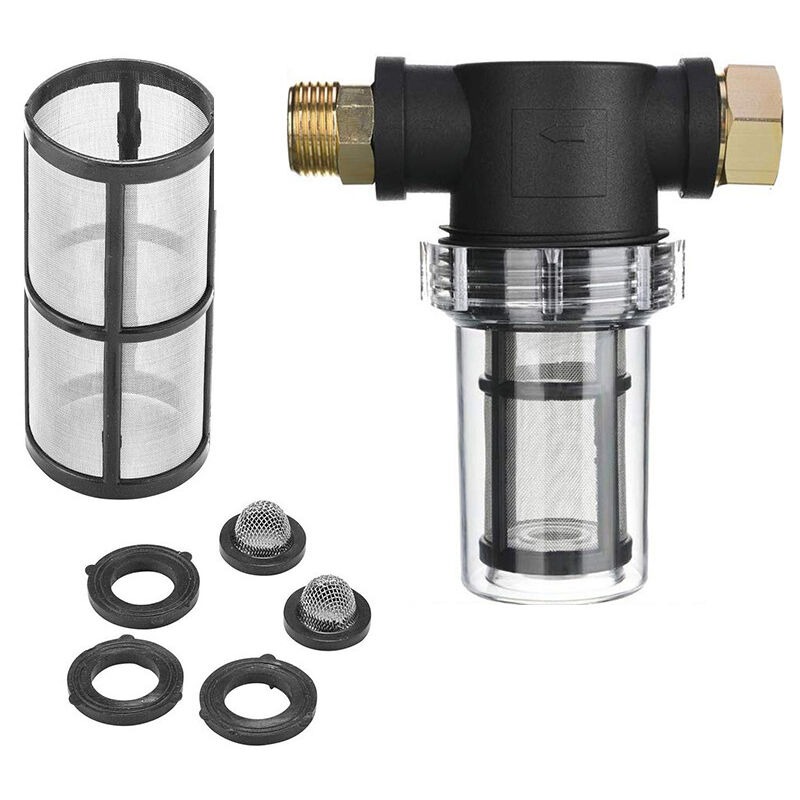 Filtre de tuyau d'arrosage pour entrée d'eau de nettoyeur haute pression, 3/4', filtre en ligne pour sédiments, écran 40 mailles, 100 mailles
