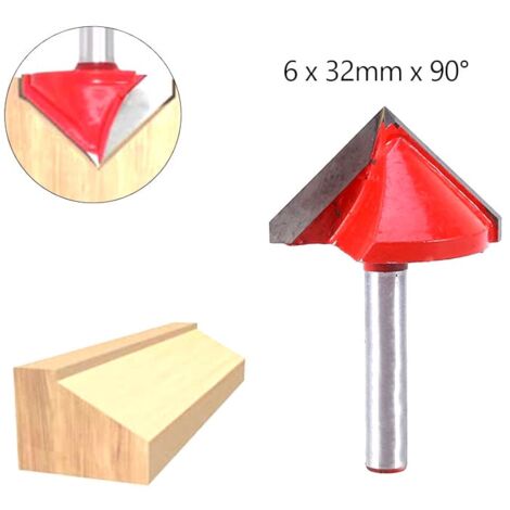 Ej.Life Fresa per scanalatura CNC in acciaio al tungsteno a 90 gradi, gambo da 6 mm, diametro 32 mm, per la realizzazione di insegne 3D, rossa