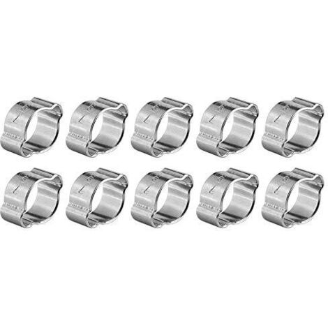 Ej.Life FTVOGUE 10pcs verzinkte Edelstahl Zwei Ohr Schlauch Antriebsklemme 5-23mm für Fule Benzin Rohr Schlauch(13-15Mm)