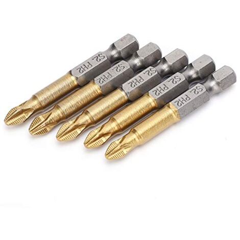 Ej.Life FTVOGUE 5 stücke 50mm PH2 Kreuzschlitzschraubendreher-bits Set rutschfeste 1/4 Zoll Sechskantschaft