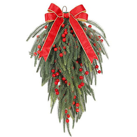 Ej.Life Fuchs-Kiefernnadel, rote Früchte, Weihnachtsdekoration, Knoten-Anhänger, Girlande, umgedrehter Baum