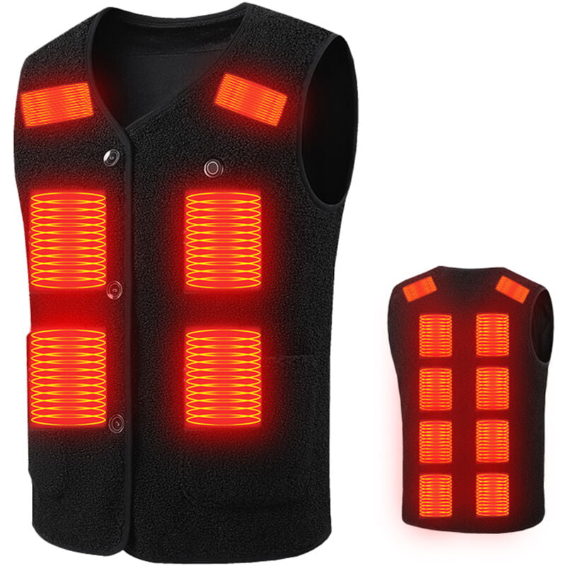 Gilet Chauffant pour Homme Femme avec 16 Zones de Chauffage, Rechargeable par usb Lavable Chaud Gilet,4XL - Ej.life