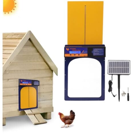 Ej.Life GLOGLOW Automatische Hühnerstalltür, Solarbetriebener Automatischer Hühnerstall-Türöffner, Aluminium-Geflügelhaustür mit Timer für Hühnerstall (Königsblau)