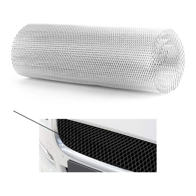 Ej.life - Grille de calandre de voiture en alliage d'aluminium 3x6mm grille de corps pare-chocs rhombique gril universel