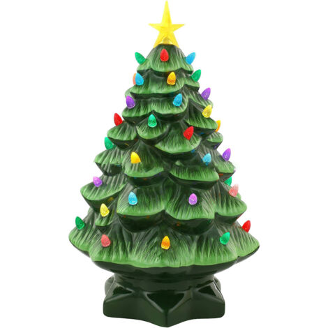 Ej.Life Harz-Weihnachtsbaum, 10,2 cm, bunte Miniaturfigur, Weihnachtsdekoration für Fenster, Hof, Display, Grün