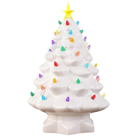 Ej.Life Harz-Weihnachtsbaum, 10,2 cm, bunte Miniaturfigur, Weihnachtsdekoration für Fenster, Hof, Display, Weiß