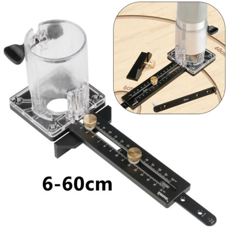 Ej.Life Holzbearbeitungs-Kreisschneidvorrichtung, Holztrimmer-Fräsbasis Holzbearbeitungs-Trimmerwerkzeug-Set CNC 8 Mm Stift 2,5 Mm Nagellöcher Fräskreis, Lochsägen-Sets