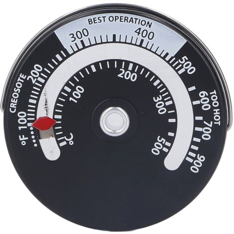 Ej.Life Holzofenthermometer Magnetisch, 0 500℃ Ofenthermometer mit Zifferblatt aus Aluminiumlegierung, Thermometer FüR HolzöFen, GasöFen, PelletöFen A