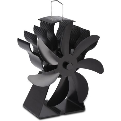 Ej.Life Holzofenventilator, Geräuschloser Betrieb, 7 Flügel, Wärmebetriebener Ofenventilator für Zuhause (Schwarz)