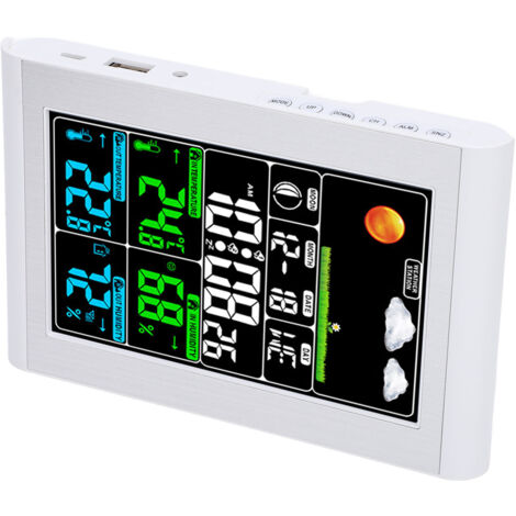 Ej.Life Horloge météo murale à affichage numérique, surveillance de jardin, température intérieure et extérieure, hygromètre