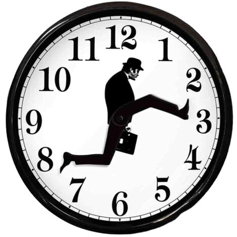 Ej.Life Horloge Murale Ministère des Promenades Idiotes Horloge Murale en Verre Horloge Ronde Silencieuse Horloge Murale pour Décor de Salon D'hôtel