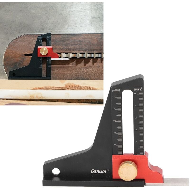 Ej.life - Jauge de hauteur, jauge de profondeur en alliage d'aluminium, double échelle, règle de mesure, instrument de mesure, outil de travail du
